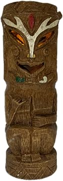 homestyles 12" H Solar Shaka Hang Loose Friki-Tiki Table Top Pathway Full Body Totem Pole Wooden Tribal Painted Accent Bamboo Finish Garden Statue