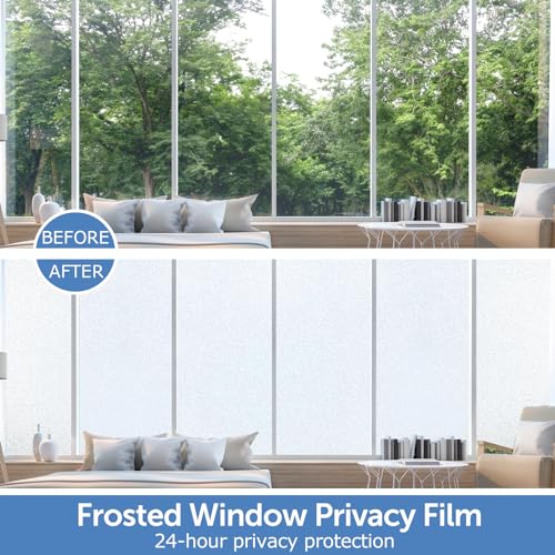 HIDBEA Frosted Window Privacy Film - Non Adhesive Static Cling Glass Stickers Sun UV Blocking Heat Control Door Covering Decals for Home Office, 35.4 x 78.7 Inch by HIDBEA - Image 2
