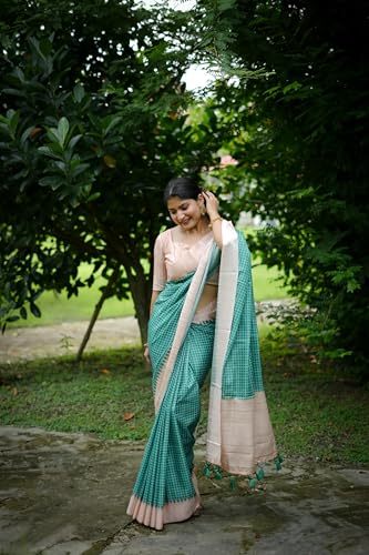 Image of SATIKA VASTRAM Tussar Silk Saree Solid Design Pure Soft Thread Weaving Contrast Border And Rich Pallu With Blouse Piece