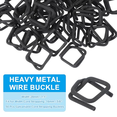 PATIKIL 50 Stück verzinkte Drahtschnallen passend für 5/8 Zoll (16 mm) breite Gurtband-Schnallen Verzinkte Metallbeschichtung Gurtbandverbund für Verpackung, Kohleschwarz