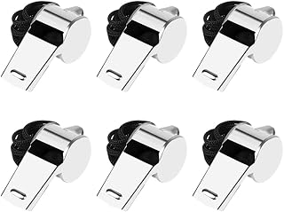 12 Pcs Small Stainless Steel Whistles Basketball Referee Whistles Professional Sports Whistles Loud Sound Whistles with Black Lanyard for Kids Adults