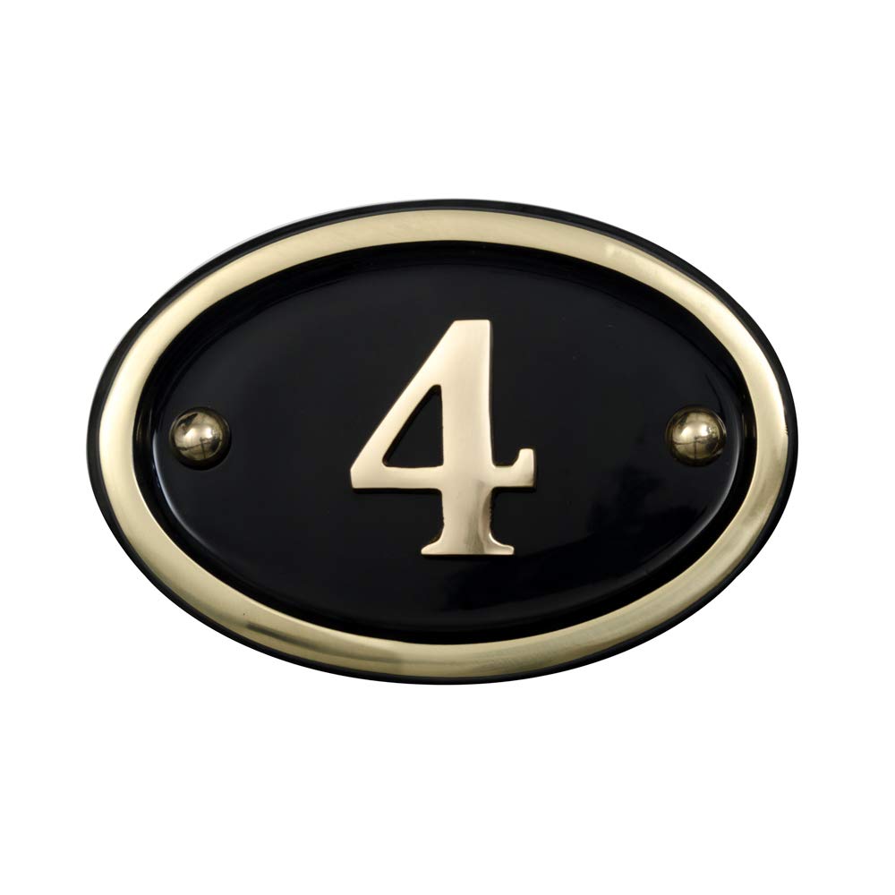 Solid Brass House Number Oval Design (No 4)