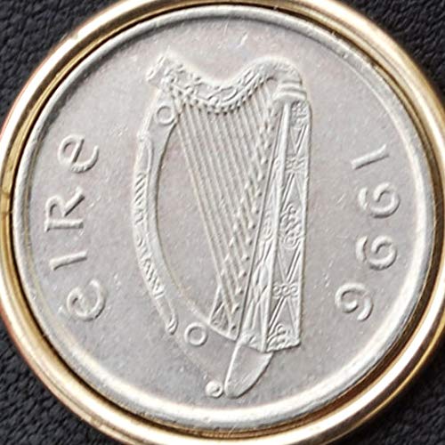 1996 Irish Ireland 5 Pence Harp Coin Genuine Black Leather Magnetic Money Clip Wallet & Card Holder RFID Blocking2