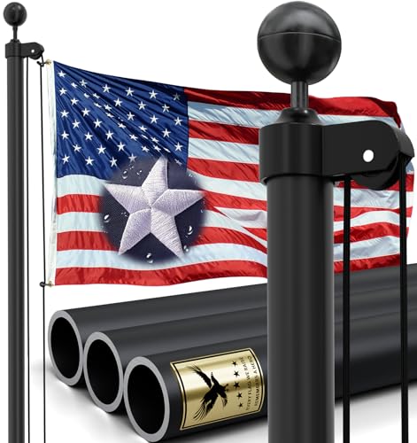 25FT Heavy Duty Flag Pole Kit, Real 11 Gauge Aluminum, 2.4