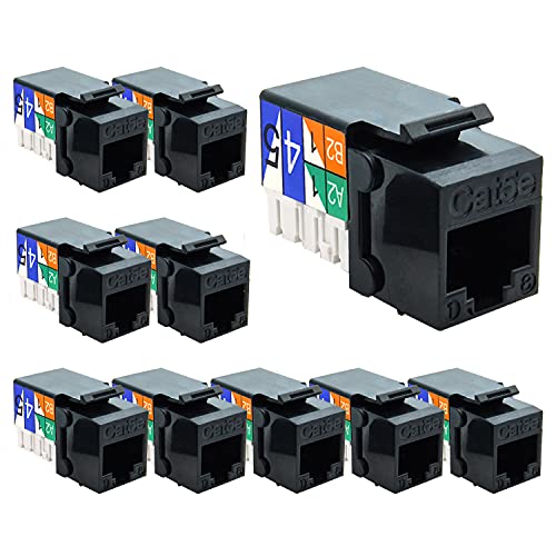 Beszin Cat.5E RJ45 110 Type Keystone Jack (10-Pack, Black)