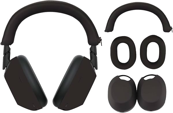 [3 unidades] funda para Sony WH-1000XM6, funda protectora de silicona NOUKAJU, protectores de silicona para almohadillas, diadema y auriculares, funda para Sony WH-1000XM6 (negro)