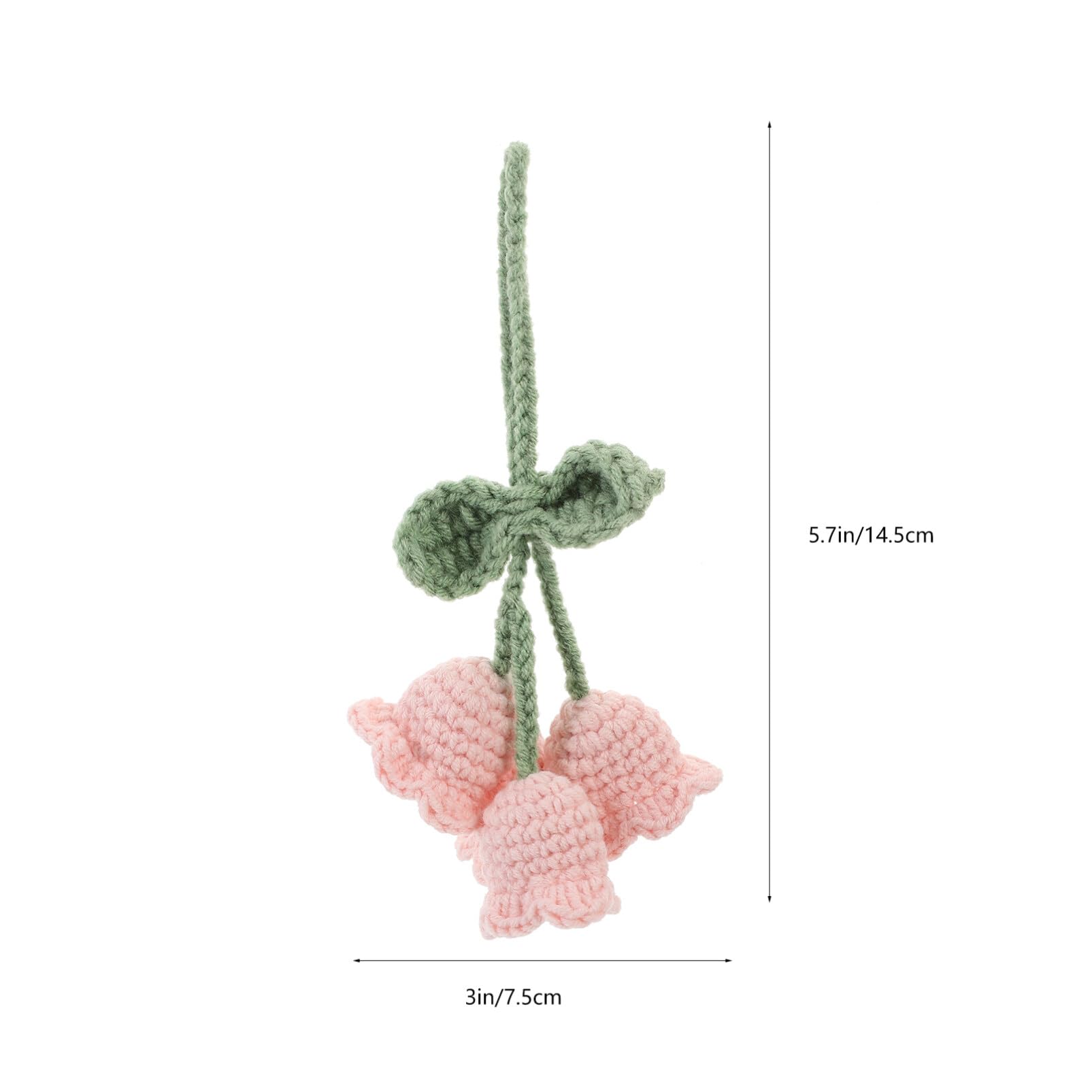 VILLCASE Crochet Flower Pendant, Creative Knitted Orchid Flower Keychain Charms, Campanula Hanging Handmade Crochet Car Ornament, Bellflower Plant for Car Key Purse Supplies