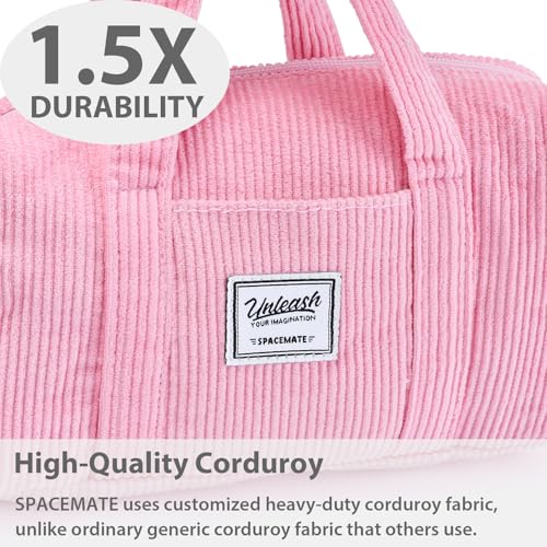 Image of SPACEMATE Pencil Case Pouch Box Bag School Supplies Girls Boys Kids, Cute Preppy Stuff Large Big Capacity Aesthetic Pen Organizer, Back to College Stationary, Light Pink, Corduroy Style, 1800ml