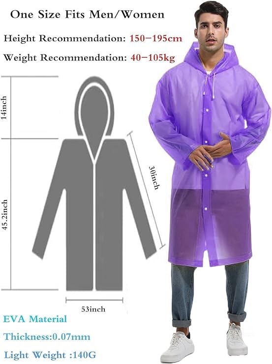 Image of Unisex Adults EVA Waterproof Rain Coat 1Pc