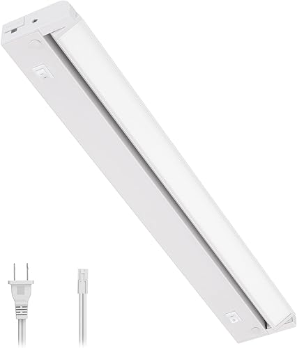 Miniatura 10 de GETINLIGHT Iluminación LED giratoria regulable para debajo del gabinete, blanco seleccionable 2700K 4000K, 16 pulgadas, solo enchufado, acabado en