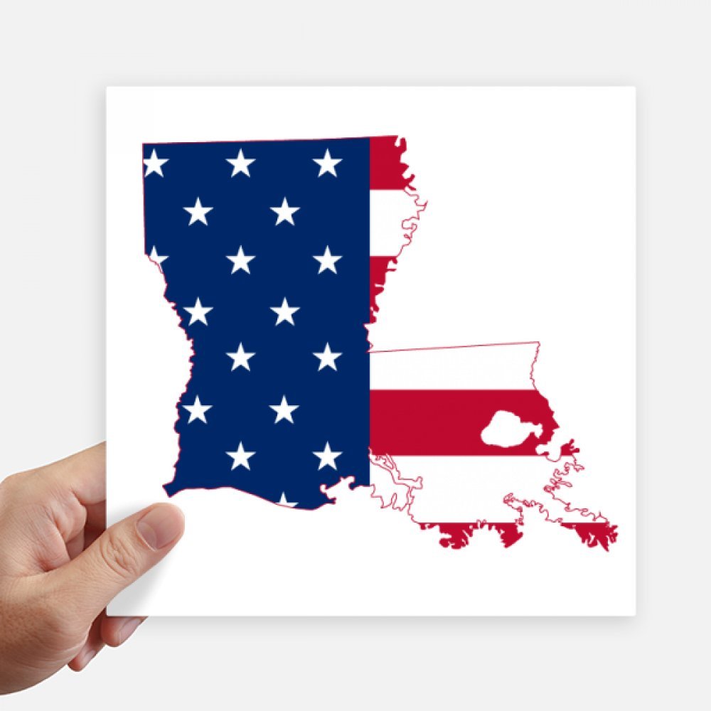 Autocollant Louisiane USA carte drapeau pour valise et ordinateur portable stickers carrés 20 cm