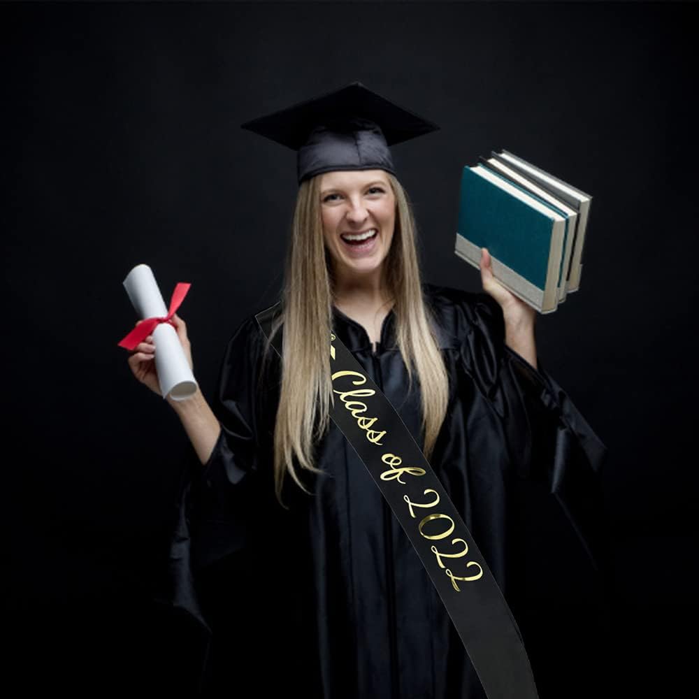 Tbay 2026 Black Graduation Sash Gold Glitter Letter “Class of 2026” Satin Sash for 2026 Graduation Party Supplies - Image 5