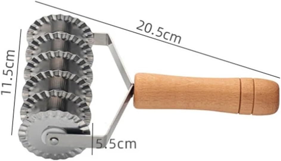 Stainless Steel Pastry Dough Lattice Roller Cutter with Wood Handle Noodle Cookie Dessert Pizza Bread Roller Cutter Knife Slicer