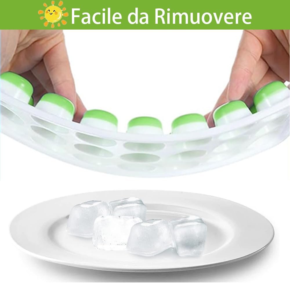 2 Pezzi Stampo Cubetti di Ghiaccio Con Coperchio, Formine Cubi Ghiaccio Silicone 100% Senza BPA Certificato LFGB, Impilabili Vaschette Ghiaccio per Cocktail, Facili da Rilascio