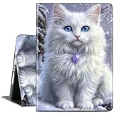 ACWDMKH for iPad 9th Generation Case,iPad Case 8th/7th Generation (2021/2020/2019) 10.2",Leather Slim Adjustable Stand Cover with Auto Wake/Sleep Case for iPad 9th Generation,Cute White Cat