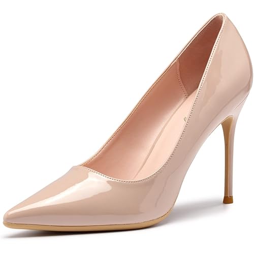 Elisabet Tang High Heels, Womens Pointed Toe Slip on Stilettos Party Wedding Pumps Basic Shoes