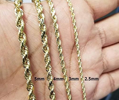 Yellow Gold Diamond Cut Rope Chain Real 