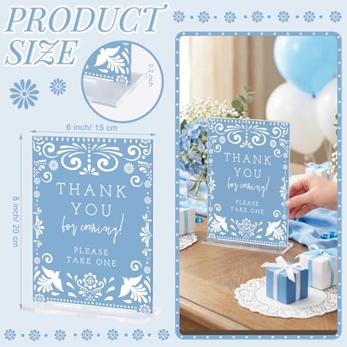 Image of Vercraft 6 Pcs Cielito Lindo Baby Shower Table Decoration Mexican Fiesta Papel Picado Thank You Acrylic Sign 6 x 8 Inch Blue Cielito Lindo Centerpieces with Stand Mexican Party Decoration