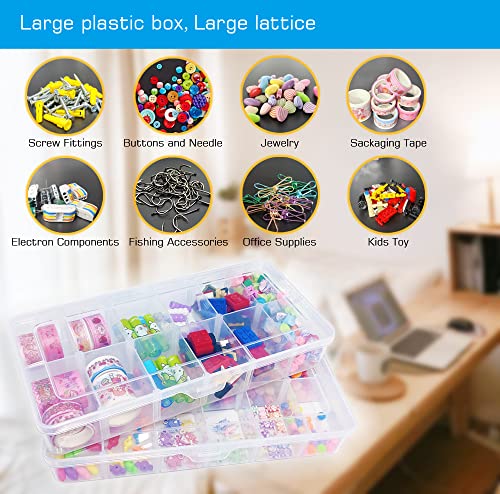 Image of Clear Organizer Box,12 Grids Organizer Box with Removable Dividers for Jewelry,Bead Storage Organizer Box,Plastic Compartment Container for Tool Tackle Box