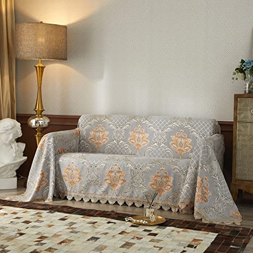 Roomlife Retro Chenille Sofa Cover For 3 Cushion Couch Delicate Jacquard Sectional Couch Covers For Loveseat,Recliner Chair-Universal Sofa Slipcovers Couch Cover For Dogs (Grey,71"X141") #TOP1