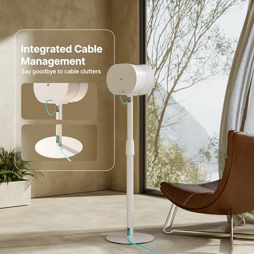 PEGZONE Speaker Stands Pair Compatible with Sonos Era 100 and Era 300, Height-Adjustable from 26.9"-42", Cable Management, 11lbs Capacity, White by PEGZONE - Image 4