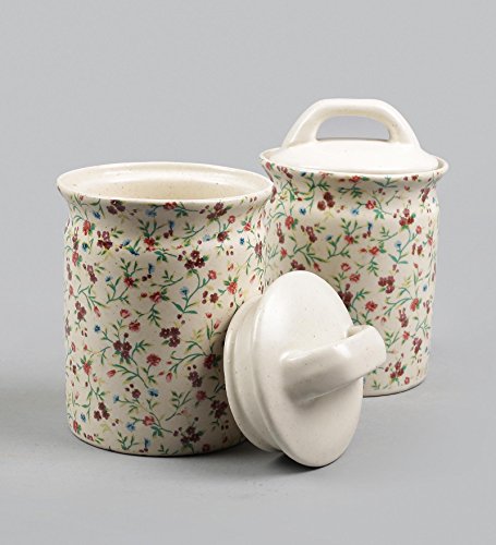 Image of miah decor MD-44 Ceramic and Stoneware Cookie Jar Set - 640 ml, Set of 2, Multicolour