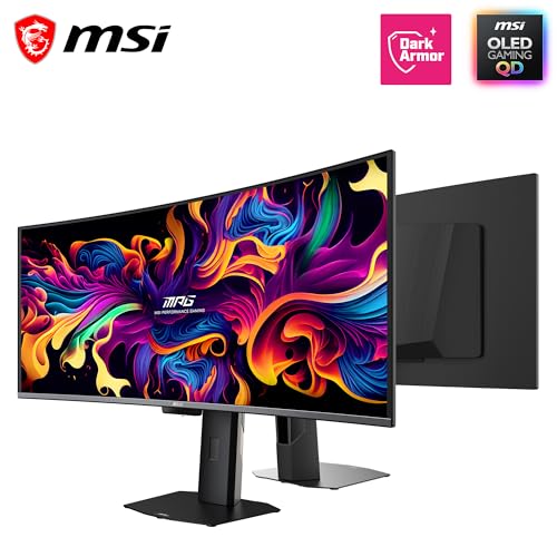 Image of MSI, MPG 341CQRDE X36 34 inch UWQHD 3440 x 1440 (1800R) Gaming Monitor QD-OLED 5th Generation 360Hz 0.03ms Adaptive-Sync KVM HDMI 2.1 DP 2.1 USB C (98 W PD) AI Vision Black