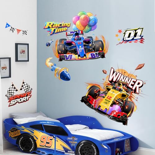 2 Vinilos Decorativos de Autos de Carrera para Niños miniatura 2