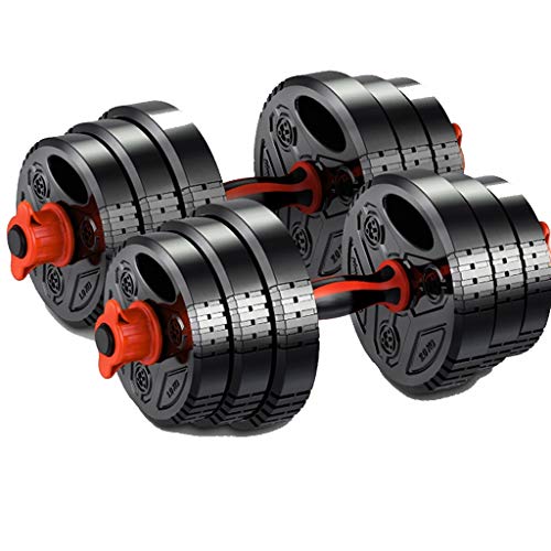 Mancuernas para hombre, fitness, hogar, mancuernas, peso ajustable, kit de equipamiento para mujer, 10 kg/12 kg/14 kg/20 kg/28 kg (color: negro + rojo, tamaño: 10 kg2)