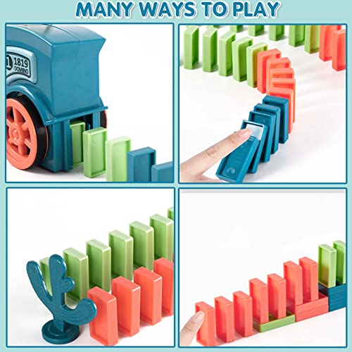 Juego de dominó tren con 200 piezas para niños miniatura 5
