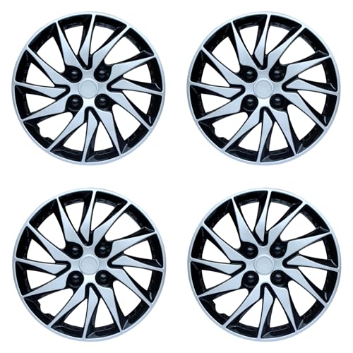 Image of Hubcap Wheel Cover Replacement R14 Hub Caps Universal-Fit Steel Wheel Rim Cover ABS Material Exterior Accessories for Car Truck SUV -Set of 4(14-inch,Silver-Black)