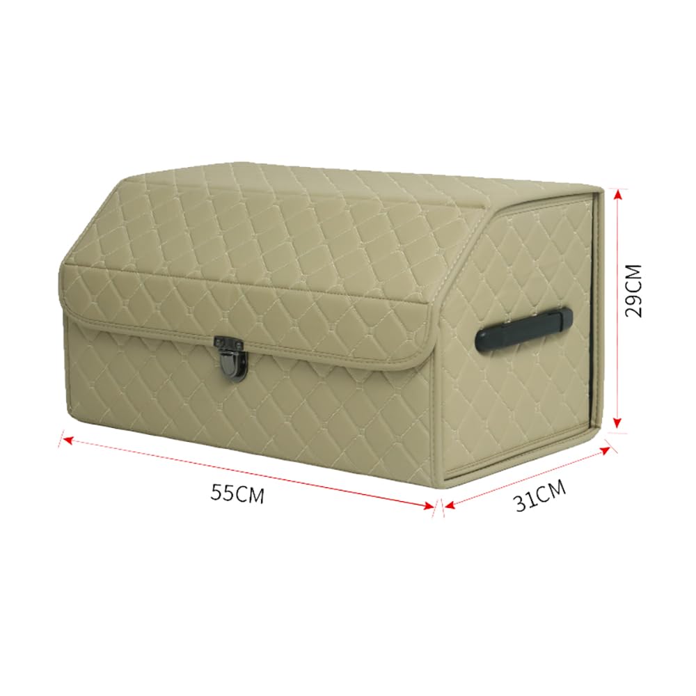 Cuero Organizadores de baúles Bolsas para Maletero del Coche Plegable Almacenamiento y organización para Genesis G80 Grand Santafe Veracruz,F/Beige-M