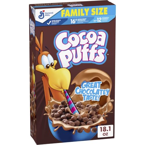 Image of Cocoa Puffs, Chocolatey Breakfast Cereal, Made with Whole Grain, Family Size, 18.1 oz