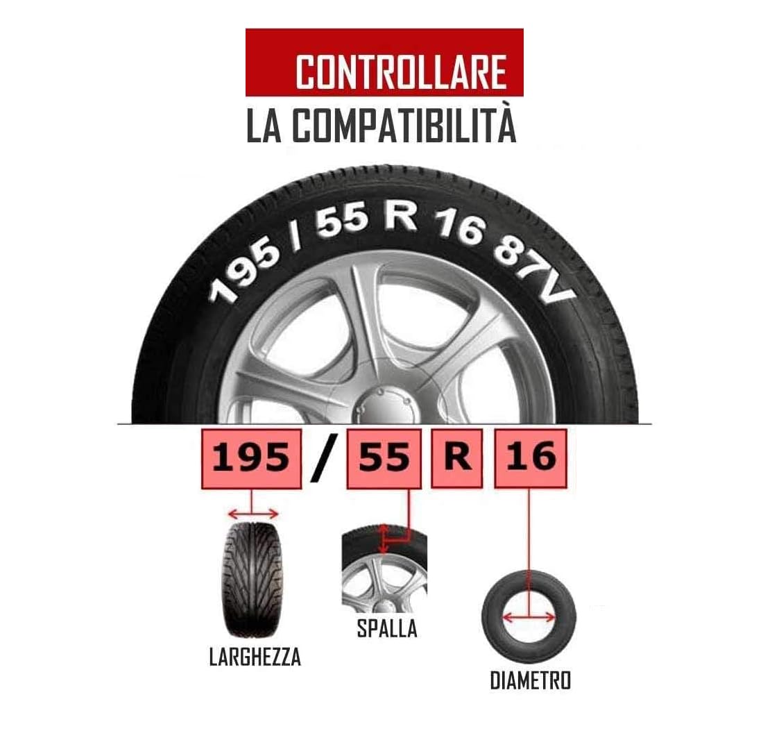 Catene da Neve 12 mm gruppo 245 Omologate ONORM V5117, Montaggio Rapido, Catene auto Adatte ai pneumatici di suv e utilitarie