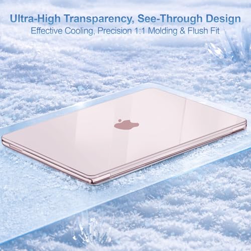 Image of Saco MacBook Neo Case Compatible with 13 inch 2026 Release Model A3404 with A18 Pro Chip,Precision Fit Crack & Scratch Resistant Protective Hard Shell Case Cover, Crystal Blush
