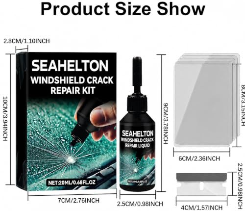 Image of SEAHELTON Car Windshield Crack Repair Kit, Glass Repair Liquid for Cracks for Fix Auto Windshield Glass Cracks, Car WindowGlass Repair Tool Set for Quick and Easy Auto Scratch Fix