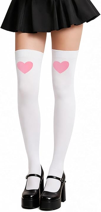Valentines Socks for Women Thigh High Stockings for Women Girls with Heart And Lips