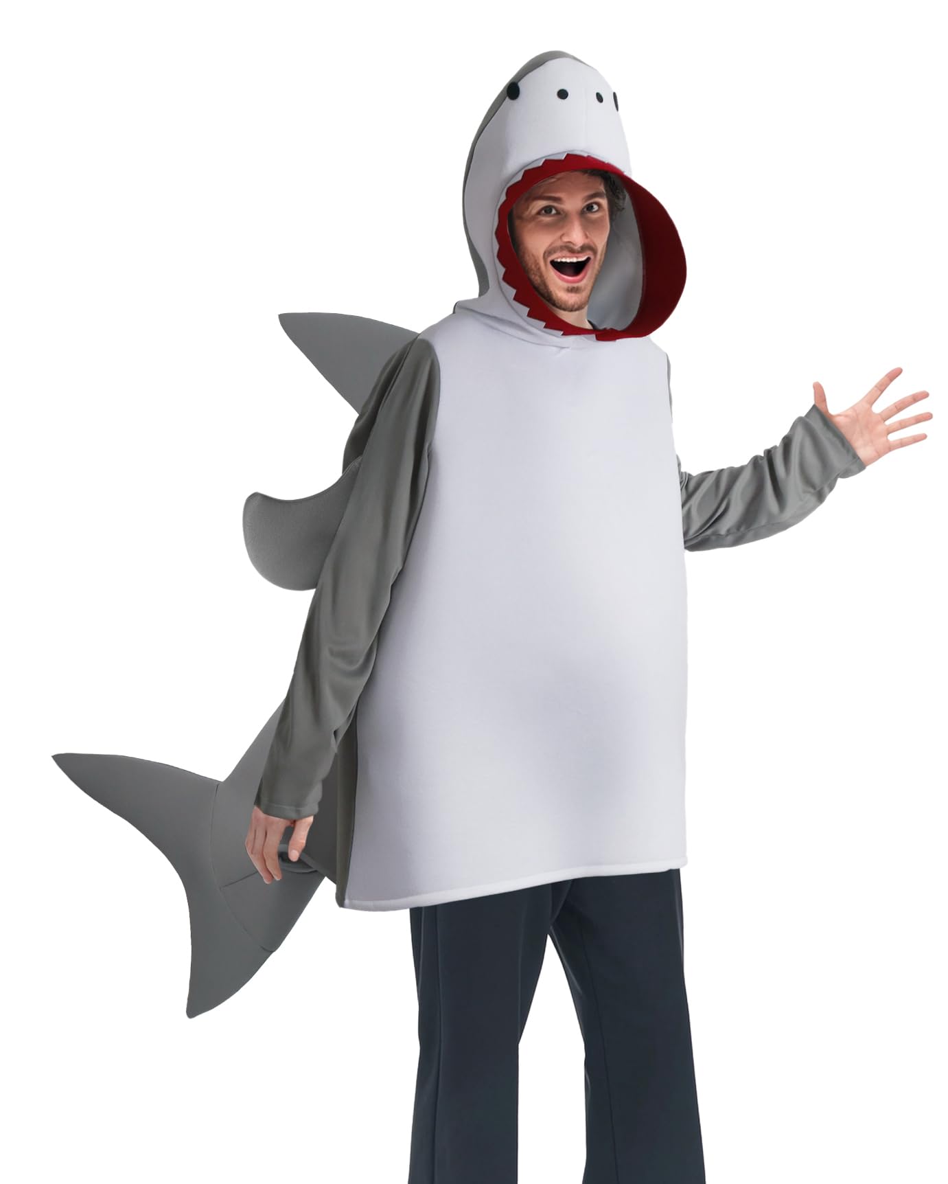 HOMELEXAnimals Jumpsuit Costume Adult One-piece Unisex Adult Woman Halloween With Animal Hair Bands-Shark