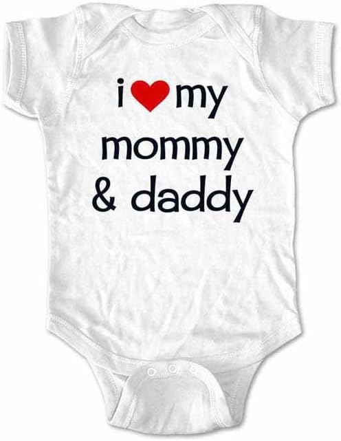 i Love My Mommy and Daddy Baby one Piece Infant Bodysuit (Newborn, White)