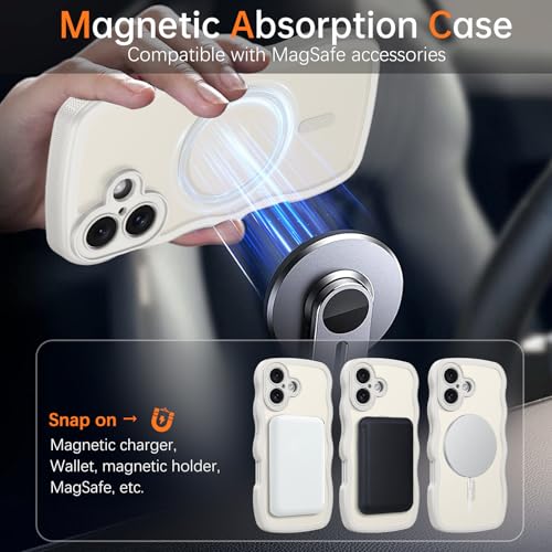 Image of YINLAI for iPhone 17 Case 6.3-inch [Compatible with MagSafe] [Soft Silicone] [Curly Wave] [Anti-Fingerprint] [Full Body Military Shockproof], Light Grey