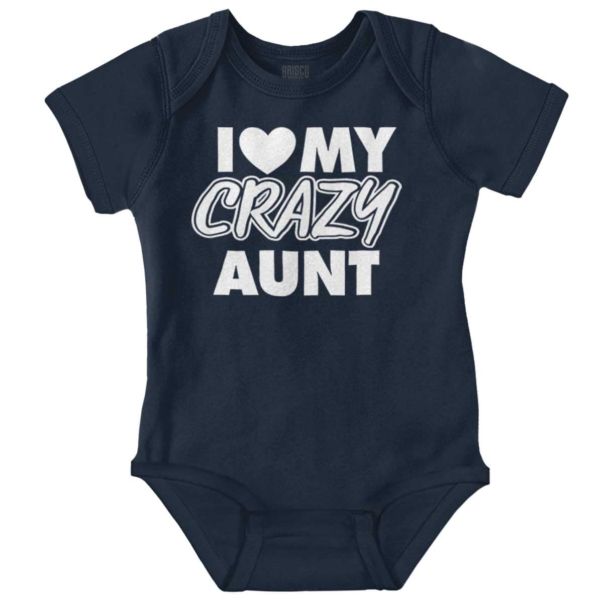 Brisco Brands Love My Crazy Aunt Funny Cool Auntie Baby Romper Boys or Girls