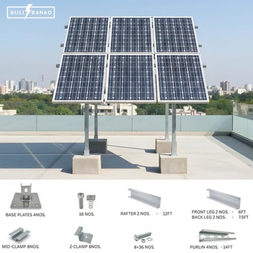 Image of 3kW Lithium Solar Off-Grid Kit | UTL Gamma Plus 3400 r-MPPT PCU + 25.6V 100Ah LiFePO4 Battery + Heavy Duty Hot-Dip GI High Rise 6-Panel Structure | (Panels Not Included)