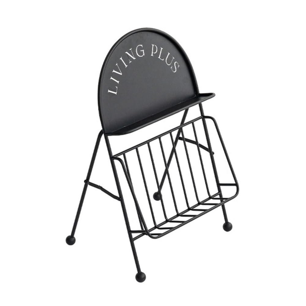 IUokLU Magazine rack, Simple Magazine Holder Modern Brochure Stand Desktop Bookshelf Storage Rack Office Small Data Rack Newspaper Stand Ornaments (Black)