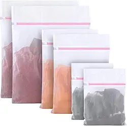 Kit 6 Sacos Para Lavar Roupa Máquina De Lavar Saquinho Para Roupas Delicadas Protetor Roupa Íntima Sutiã Bolsa De Malha Tamanho P, M, G | Premium MyBrins