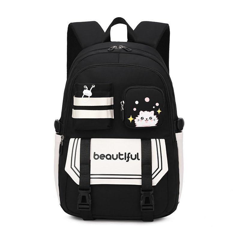 Moda Mochila Bolsa Escola Viagem Notebook Pronto entrega para todo o Brasil. livre de imposto (preta cat)
