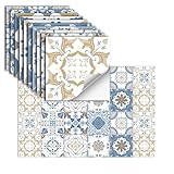 ViibXfans Talavera Tile Stickers,Decorative Stickers,Stick on Tiles Sticker Decals Backsplash for Bathroom,Staircase,Floor(HZ37)