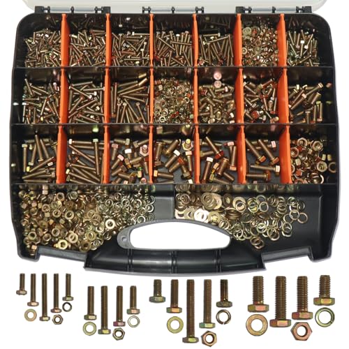 1008PCS Metric Bolt Assortment — Grade 8.8 M4/M5/M6/M8 (12–40mm) Yellow Zinc