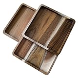 Acacia Wooden Valet Tray for Men,Natural Wood Grain EDC Tray Set Catch All for Keys Wallet Phone Glasses Watch Jewelry Pen,Tray Organizer for Entryway Nightstand Office Desk Drawer