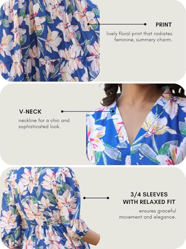 Image of Leriya Fashion Dress for Woman | Maxi Dress for Women Stylish | Women's Elegant A Line Dresses Summer Long Georgette with Floral Prints | Perfect Gaun Wear for Womens