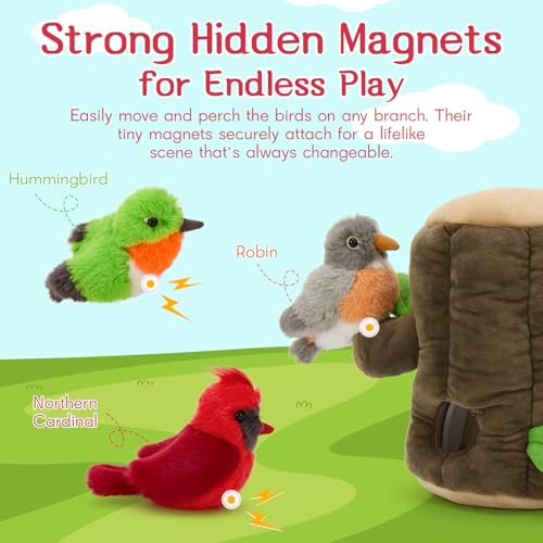 Image of Bird Stuffed Animal Set, Treehouse Plush with 3 Birds & Egg, 12 inch